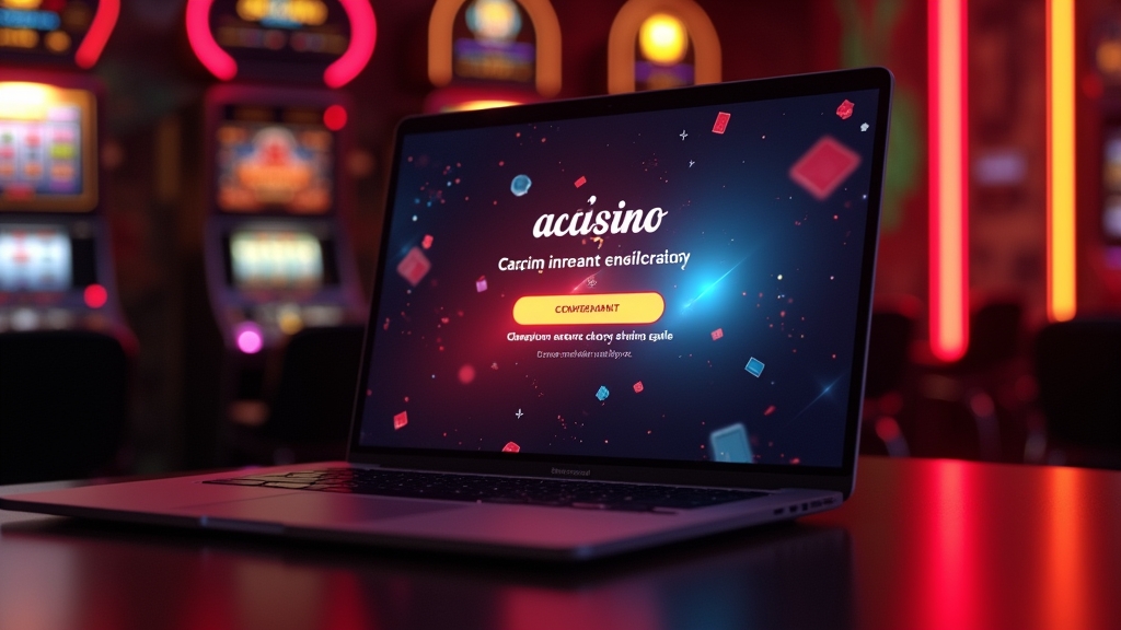 Ecran de cont cu activarea bonusului într-un decor de cazinou întunecat